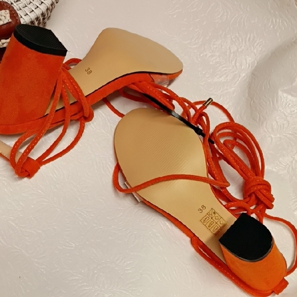 Amazon Essentials Vibrant Orange Strappy Sandals - image 11